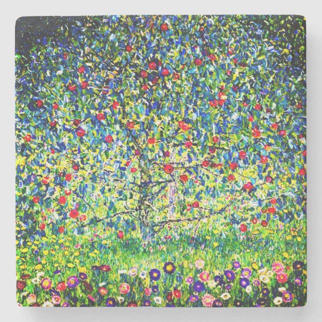 Gustav Klimt Apple Tree Stone Coaster (Front)