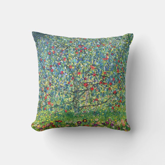 Gustav Klimt: Apple Tree Throw Pillow (Front)