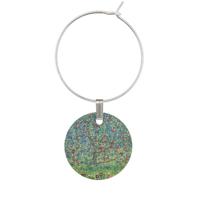 Gustav Klimt - Apple Tree Wine Charm (Front)