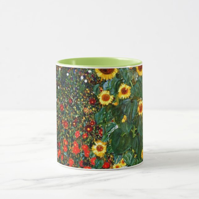 Gustav Klimt art - Farm Garden with Sunflowers Mug (Center)