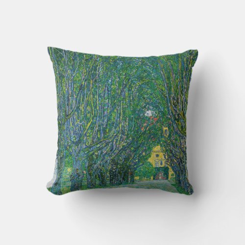 Gustav Klimt _ Avenue in the Park Schloss Kammer Throw Pillow