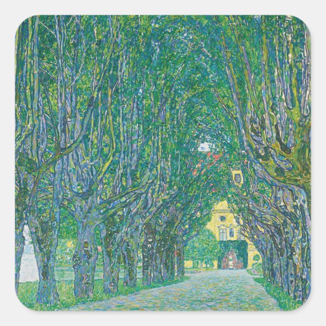 Gustav Klimt: Avenue of Schloss Kammer Park Square Sticker (Front)