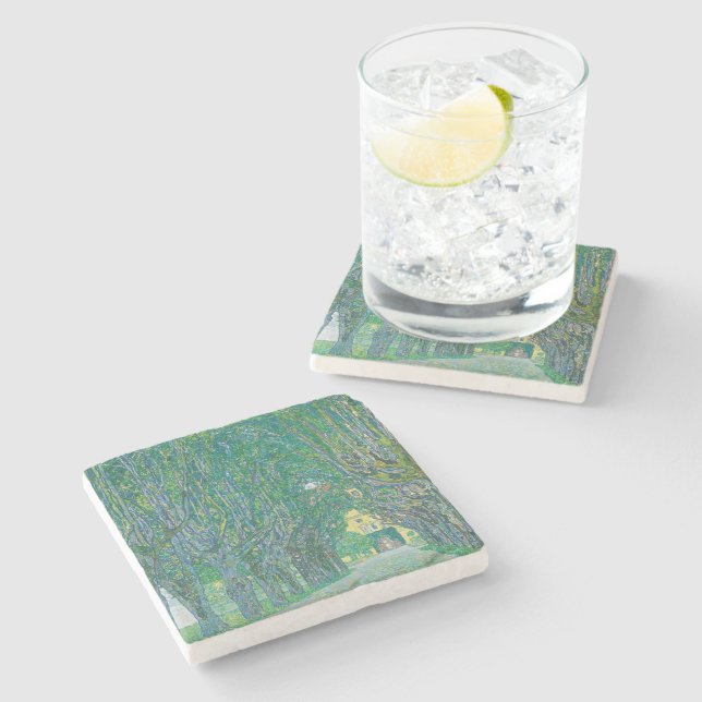 Gustav Klimt: Avenue of Schloss Kammer Park Stone Coaster (Side)