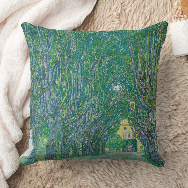 Gustav Klimt: Avenue of Schloss Kammer Park Throw Pillow (Blanket)