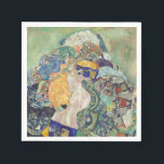 Gustav Klimt - Baby (Cradle) Fine Art Napkins<br><div class="desc">Gustav Klimt's 'Baby (Cradle)' is a poignant and intimate portrayal of a newborn's world. The infant, swaddled in soft, warm blankets, lies peacefully in a cradle, surrounded by an aura of serenity. Klimt's use of rich, earthy tones and intricate patterns in the fabric and background creates a sense of the...</div>