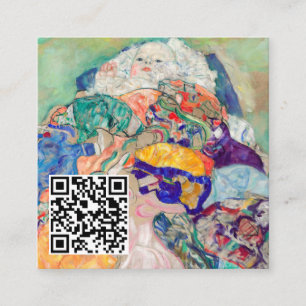 Gustav Klimt - Baby / Cradle - QR Code Square Business Card
