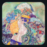 Gustav Klimt - Baby / Cradle Square Sticker<br><div class="desc">Baby / Cradle - Gustav Klimt,  Oil on Canvas,  1917-1918</div>