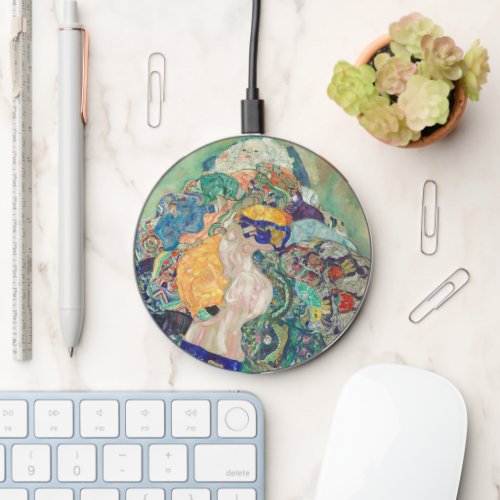 Gustav Klimt Baby Cradle Vintage Art Smartphone Wireless Charger