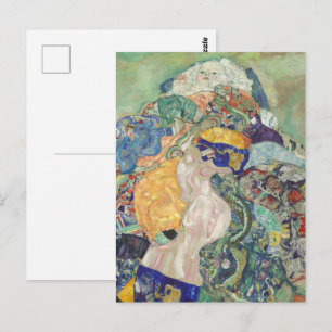Gustav Klimt Baby in Cradle Colorful Art Postcard