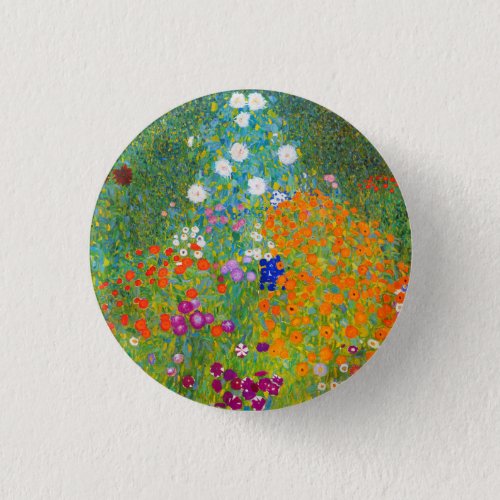 Gustav Klimt Bauerngarten Flower Garden Fine Art Button