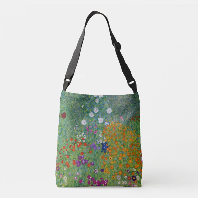 Gustav Klimt Bauerngarten Flower Garden Fine Art Crossbody Bag (Back)