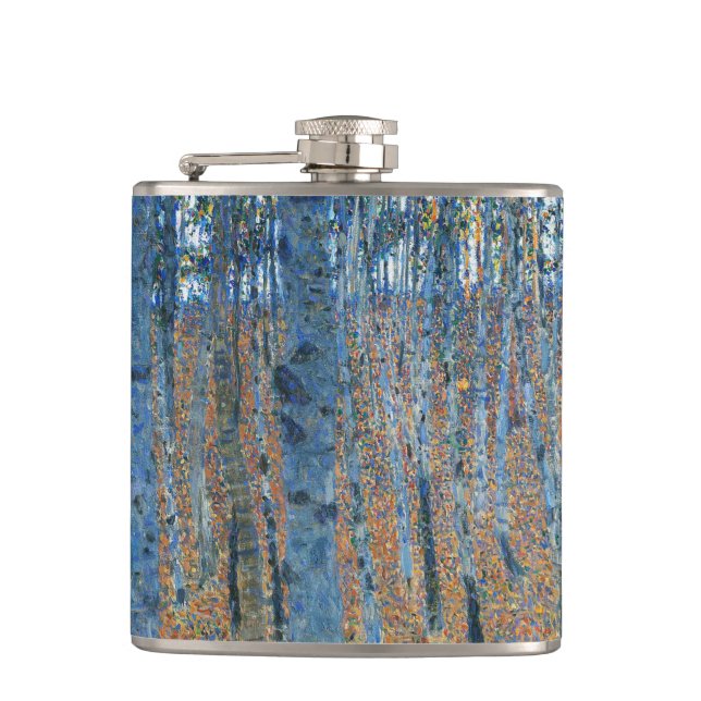 Gustav Klimt Beech Forest Vintage Fine Art Flask (Front)