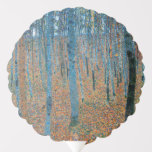 Gustav Klimt Beech Tree Forest Grove Balloon<br><div class="desc">This is based on classic nature painting artworks by Gustav Klimt, Beech Grove 1, 1902. The artwork portrays a dense forest of tall, slender birch trees, with pale trunks marked by dark, vertical lines. The foliage is depicted in shades of blue, green, and yellow, adding a sense of depth and...</div>