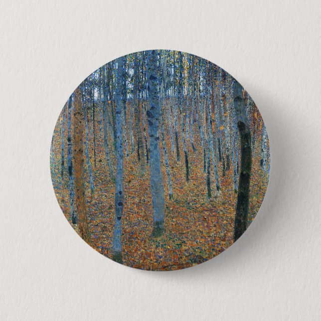 Gustav Klimt Beech Tree Forest Grove Button (Front)