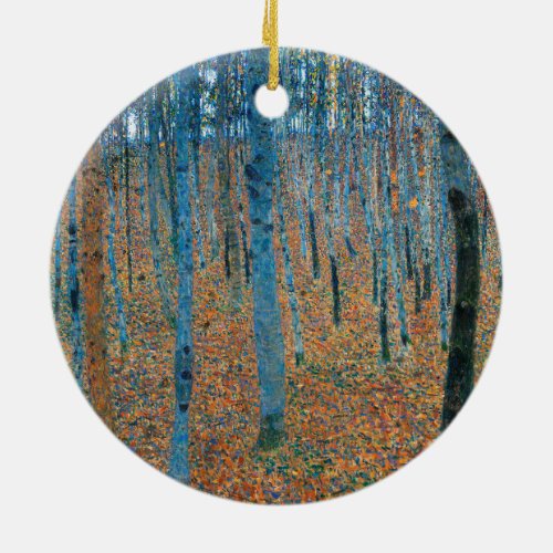 Gustav Klimt Beech Tree Forest Grove Ceramic Ornament