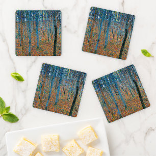 Gustav Klimt Beech Tree Forest Grove Coaster Set