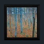 Gustav Klimt Beech Tree Forest Grove Gift Box<br><div class="desc">This is based on classic nature painting artworks by Gustav Klimt, Beech Grove 1, 1902. The artwork portrays a dense forest of tall, slender birch trees, with pale trunks marked by dark, vertical lines. The foliage is depicted in shades of blue, green, and yellow, adding a sense of depth and...</div>