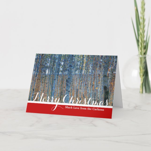 Gustav Klimt Beech Tree Forest Grove Holiday Card (Front)
