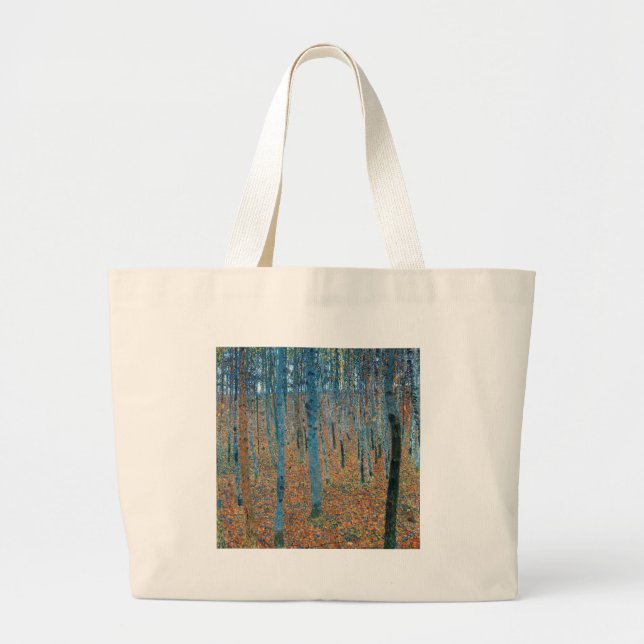 Gustav Klimt Beech Tree Forest Grove Large Tote Bag (Front)