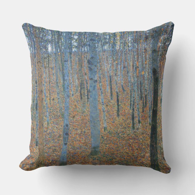 Gustav Klimt Beech Tree Forest Grove Outdoor Pillow (Front)