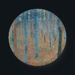 Gustav Klimt Beech Tree Forest Grove Paper Plates<br><div class="desc">This is based on classic nature painting artworks by Gustav Klimt, Beech Grove 1, 1902. The artwork portrays a dense forest of tall, slender birch trees, with pale trunks marked by dark, vertical lines. The foliage is depicted in shades of blue, green, and yellow, adding a sense of depth and...</div>