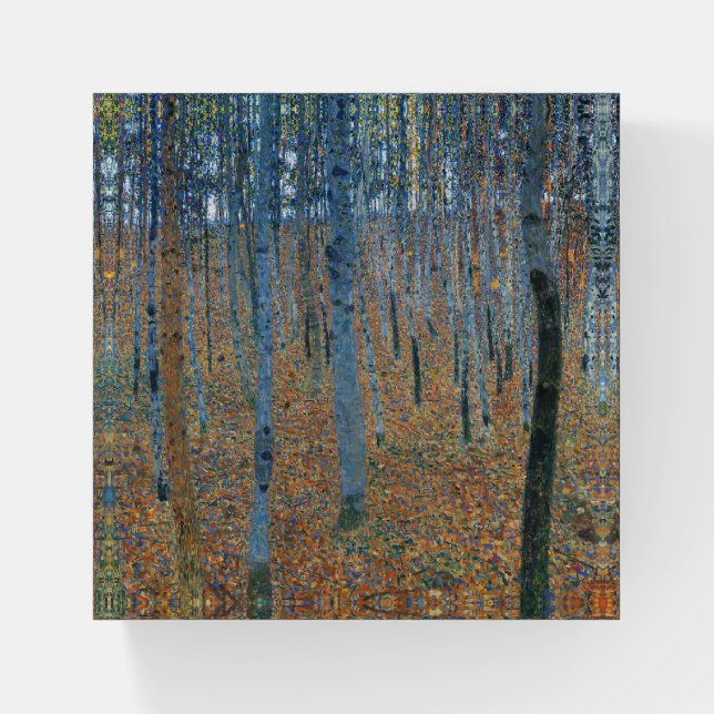 Gustav Klimt Beech Tree Forest Grove Paperweight (Front)