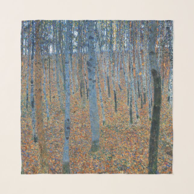 Gustav Klimt Beech Tree Forest Grove Scarf (Front)