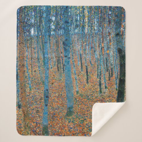 Gustav Klimt Beech Tree Forest Grove Sherpa Blanket