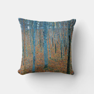 Gustav Klimt Beech Tree Forest Grove Throw Pillow