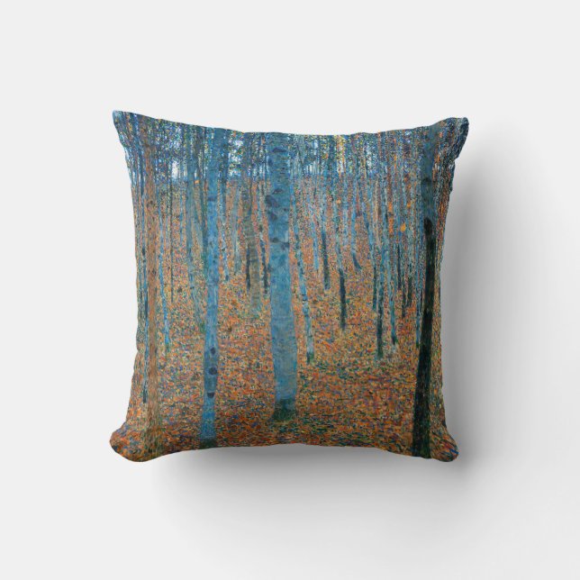 Gustav Klimt Beech Tree Forest Grove Throw Pillow (Front)