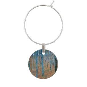 Gustav Klimt Beech Tree Forest Grove Wine Charm