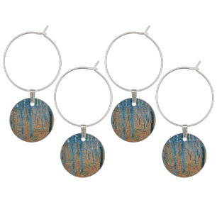 Gustav Klimt Beech Tree Forest Grove Wine Charm