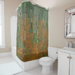 Gustav Klimt - Birch Forest Fine Art Shower Curtain<br><div class="desc">Gustav Klimt's 'Birch Forest' is a captivating portrayal of nature's serenity. Painted in 1903, this work is a deviation from his more famous decorative and figurative pieces, focusing instead on the natural landscape. The painting features slender birch trees with their distinctive white bark, standing tall amidst a lush green undergrowth....</div>