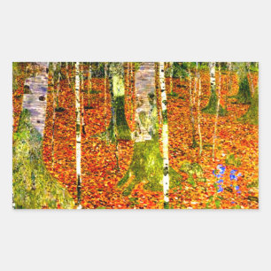 Gustav Klimt Birch Trees Rectangular Sticker