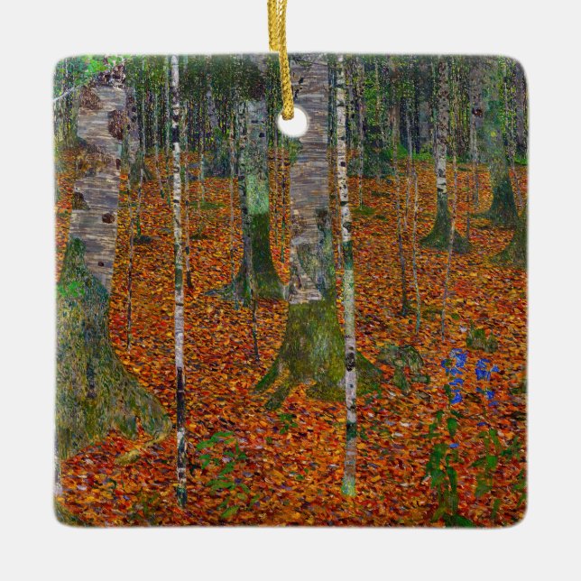 Gustav Klimt - Birch Wood Ceramic Ornament (Front)