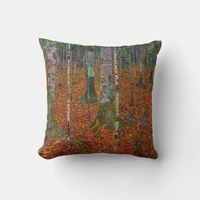 Gustav Klimt - Birch Wood Throw Pillow (Front)
