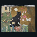 Gustav Klimt Black Cat In a Flower Garden, Cat Art Calendar<br><div class="desc">Gustav Klimt's "Black Cat in a Flower Garden" is a vibrant and whimsical painting that captures the essence of Art Nouveau. The painting features a sleek black cat with bright beautiful eyes, lounging gracefully amidst a symphony of vivid flowers. The cat's fur is a rich, dark black, and the flowers...</div>