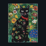 Gustav Klimt Black Cat In a Flower Garden, Cat Art Postcard<br><div class="desc">Gustav Klimt Black Cat In a Flower Garden, Cat Art A black cat, fur gleaming in the sunlight, sits regally amidst a field of colorful wildflowers. Curiosity fills the eyes of a black cat perched in a meadow bursting with vibrant blooms. Gustav Klimt (1862-1918) was a prominent Austrian symbolist painter...</div>