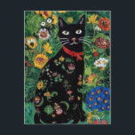 Gustav Klimt Black Cat In a Flower Garden, Cat Art Postcard<br><div class="desc">Gustav Klimt Black Cat In a Flower Garden, Cat Art A black cat, fur gleaming in the sunlight, sits regally amidst a field of colorful wildflowers. Curiosity fills the eyes of a black cat perched in a meadow bursting with vibrant blooms. Gustav Klimt (1862-1918) was a prominent Austrian symbolist painter...</div>
