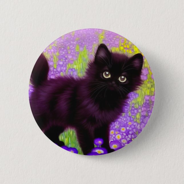 Gustav Klimt Black Kitten Button (Front)
