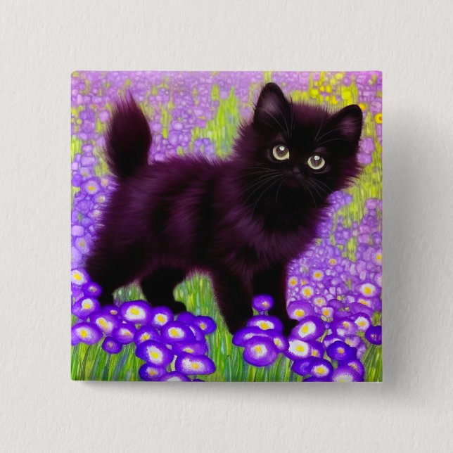 Gustav Klimt Black Kitten Button (Front)
