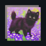 Gustav Klimt Black Kitten Car Magnet<br><div class="desc">Car Magnet featuring a Gustav Klimt black kitten! This wide-eyed beauty poses in a green field of purple flowers. A thoughtful gift for cat lovers and Austrian art enthusiasts!</div>