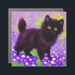 Gustav Klimt Black Kitten Car Magnet<br><div class="desc">Car Magnet featuring a Gustav Klimt black kitten! This wide-eyed beauty poses in a green field of purple flowers. A thoughtful gift for cat lovers and Austrian art enthusiasts!</div>