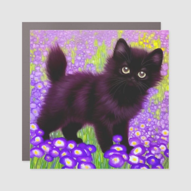 Gustav Klimt Black Kitten Car Magnet (Front)