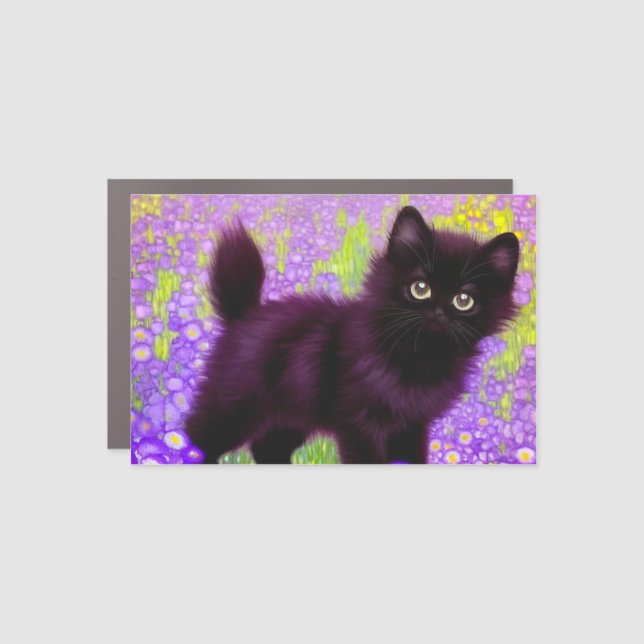 Gustav Klimt Black Kitten Car Magnet (Front)