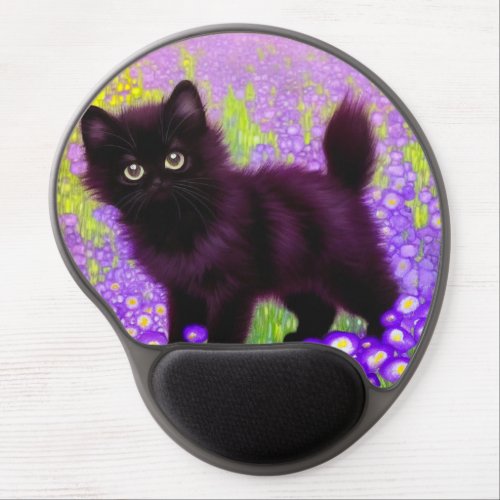 Gustav Klimt Black Kitten Gel Mouse Pad