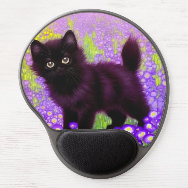 Gustav Klimt Black Kitten Gel Mouse Pad (Front)
