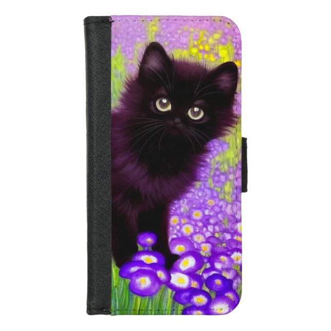 Gustav Klimt Black Kitten iPhone Wallet Case (Front)