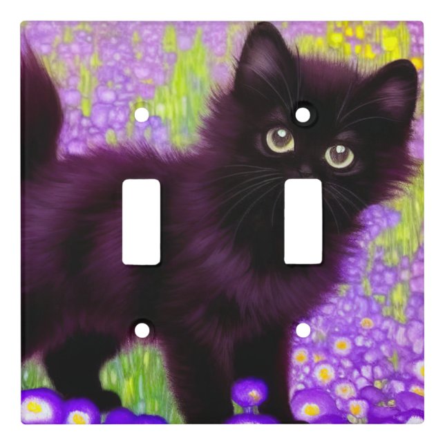 Gustav Klimt Black Kitten Light Switch Cover (Front)