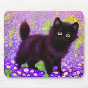 Gustav Klimt Black Kitten Mouse Pad